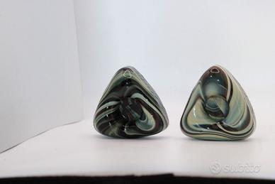 Coppia Porta Candela in Vetro di Murano 1980 Vinta