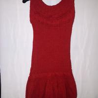 VESTITO SMANICATO ROSSO DI LANA BIMBA 8 / 10 ANNI