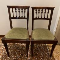 Sedie vintage in legno di noce e imbottite