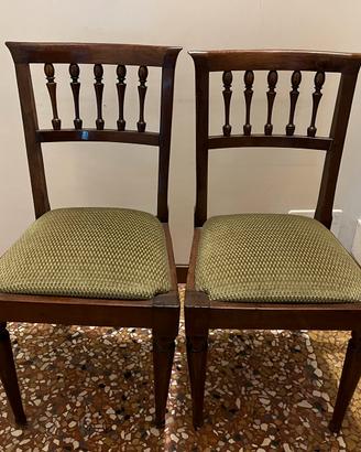 Sedie vintage in legno di noce e imbottite
