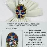 Anello in oro 18kt con smalti e brillanti (cr)