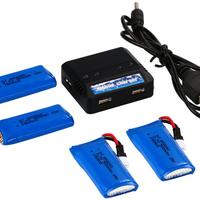Set Caricatore 1 a 4 + Batterie LiPo 500mAh per RC