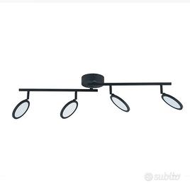 Faretto LED nero in ferro a 4 luci