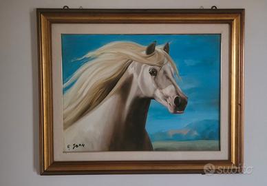 quadro  cavallo dipinto olio tela 