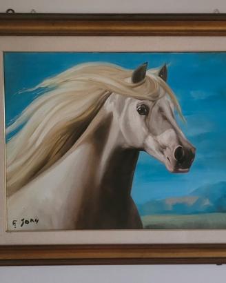 quadro  cavallo dipinto olio tela 