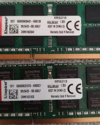 2x RAM DDR3 8Gb Kingston DDR 3 8 Gb
