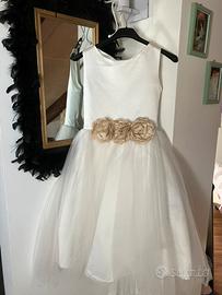 Vestito per Bambina Cerimonia Bianco con fiori