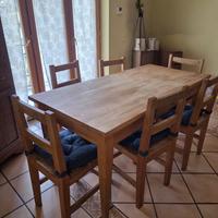 Tavolo artigianale in Olmo massello con 6 sedie