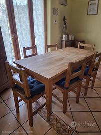 Tavolo artigianale in Olmo massello con 6 sedie