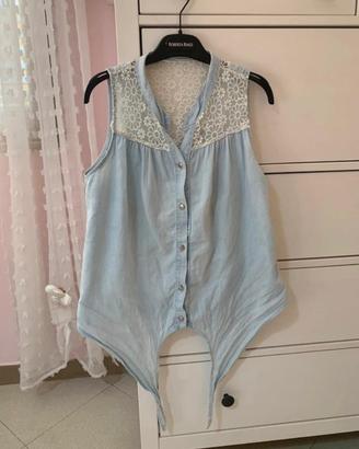 Camicia di jeans senza maniche