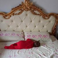 Letto matrimoniale barocco foglia oro