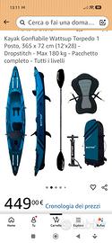 kayak gonfiabile 1 posto