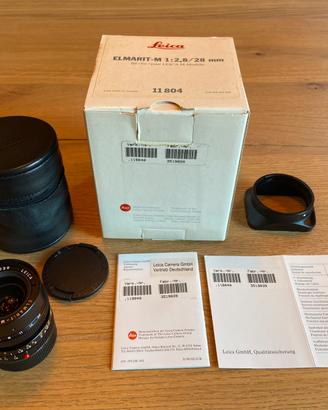 Leica M Elmarit 28mm f2.8 11804 con corredo