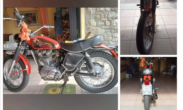 Motocicletta ducati 350 scrambler anni '70