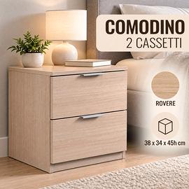 COMODINO 2 CASSETTI ROVERE