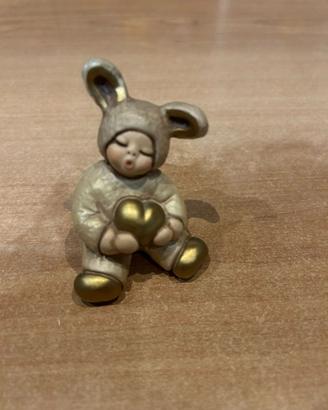 Statuetta Bimbo Coniglio thun con gabbietta