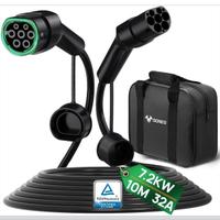Cavo Auto tipo 2 da 10mt 32 A 7,2kw + Guaina as