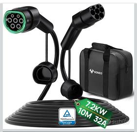Cavo Auto tipo 2 da 10mt 32 A 7,2kw + Guaina as