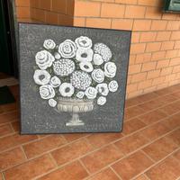 Still life - quadro bouquet fondo grigio