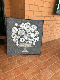 Still life - quadro bouquet fondo grigio