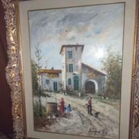  quadro antico il pozzo nell aia ad olio