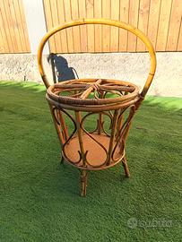 cestino in bambù e vimini vintage