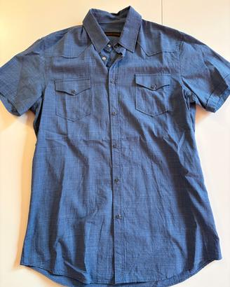 Camicia Trussardi Jeans Maniche Corte Azzurra