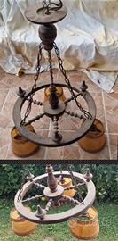lampadari ruota di carro artigianali,si sped.