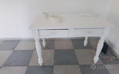 Tavolo bianco da paranzo/ufficio  di legno bianco