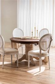 Tavolo da pranzo allungabile tondo-ovale