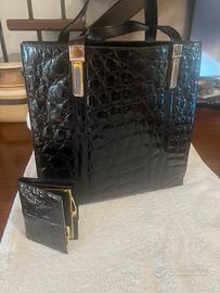 Borsa in coccodrillo pon pon francese