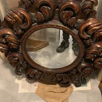 Specchio Antico In Legno Intagliato