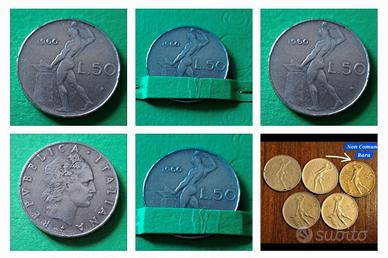 5 Moneta da 50 Lire 1954/1955/1960 NC/ 1963/1966"