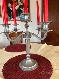 Candelabro francese a 5 bracci in peltro