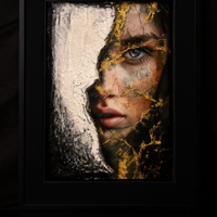 Quadro materico moderno coneffetto oro e 3D