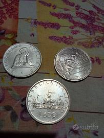 3 MONETE ARGENTO LIRE 500 + 500 + 500 FDC