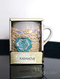 Tazza mug Kasanova con copritazza all'uncinetto