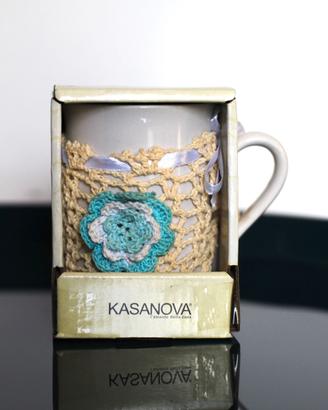 Tazza mug Kasanova con copritazza all'uncinetto