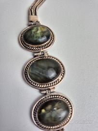 Bracciale vintage in argento 925 con 3 labradoriti