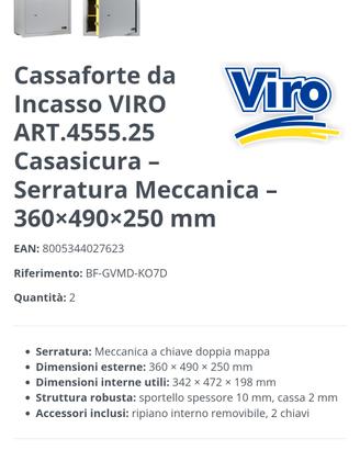 casseforti vito 50x 40x20 nuove
