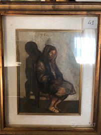 Dipinto Gattafu donna da collezione