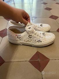 Superga shop pizzo bianche