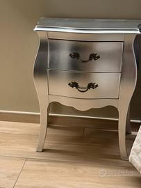 Coppia comodini in foglia d’Argento stile barocco