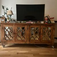 Credenza stile francese legno grezzo e specchi