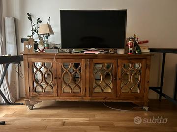 Credenza stile francese legno grezzo e specchi
