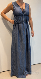 Abito lungo Sisley blu effetto denim – taglia 42