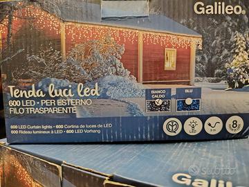 2 tenda luci 600 led Natale bianco caldo