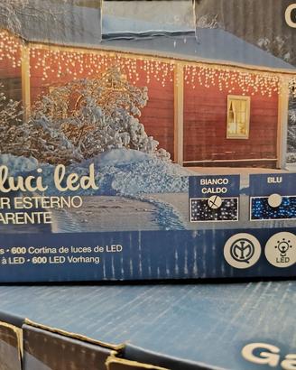 2 tenda luci 600 led Natale bianco caldo