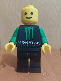 Brick Man Monster Energy, Omino Stile Lego, 20 cm