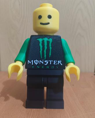 Brick Man Monster Energy, Omino Stile Lego, 20 cm